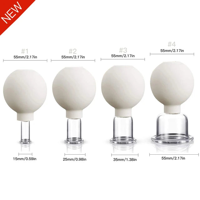 Rubber Head Glass Vacuum Cupping Chinese Therapy Set Hijab Jars AntiCellulite Suction Cups Massage Body Health Massager For Face