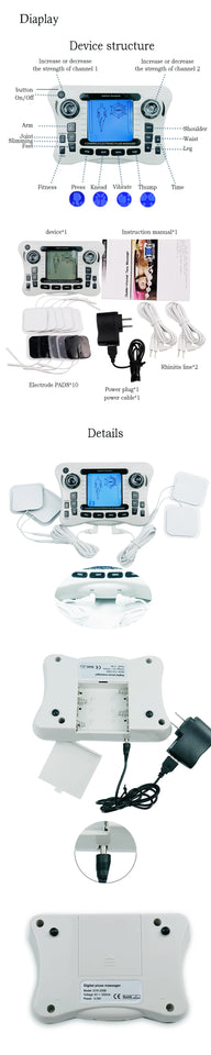 Electronic Pulse Massager Tens Ems Machine massager electrical nerve muscle stimulator Acupuncture Fat Burner Pain Relief