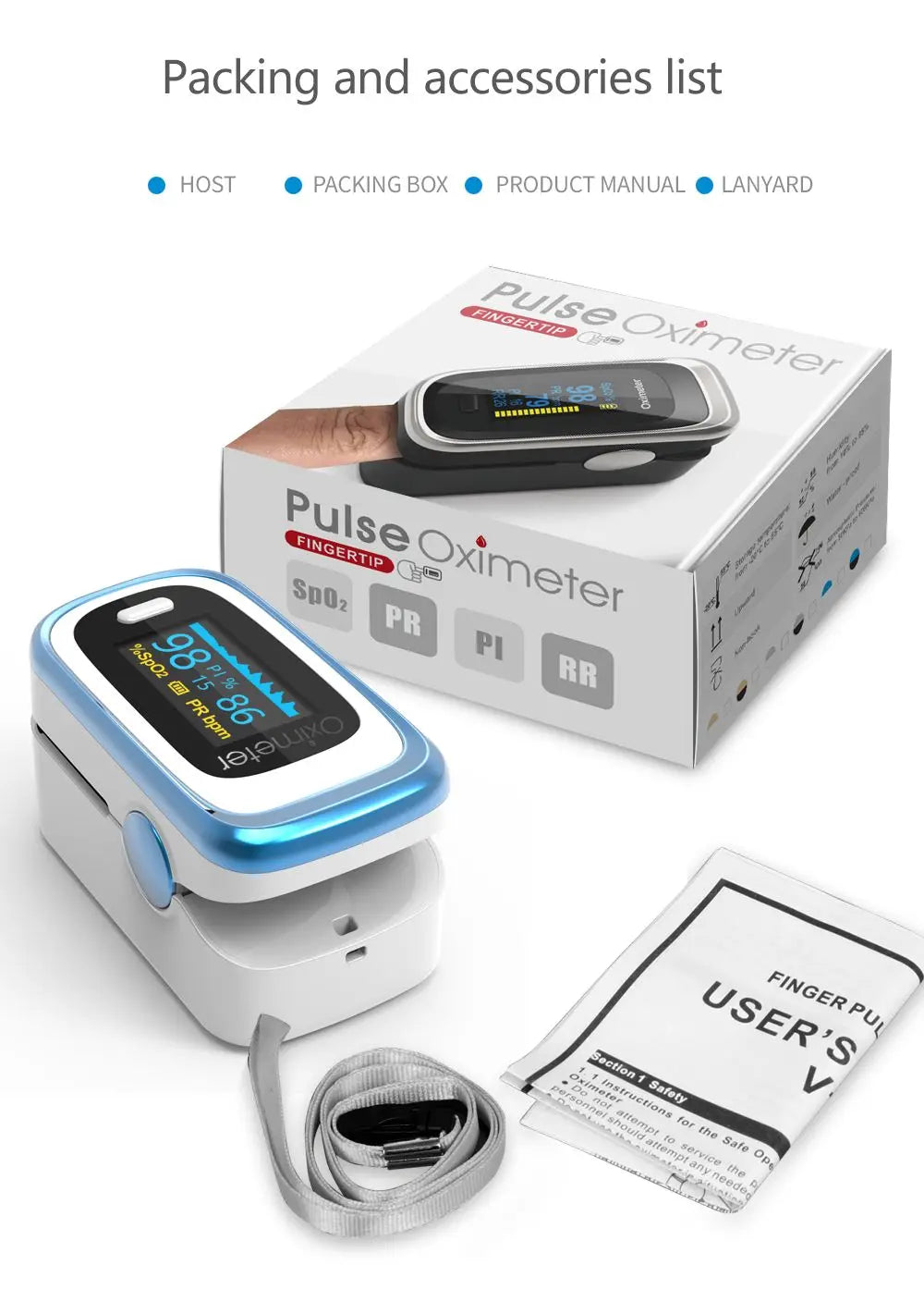 Kiuzou OLED Finger Pulse Oximeter with Sleep Monitor – Portable SPO2 & PR Tracker