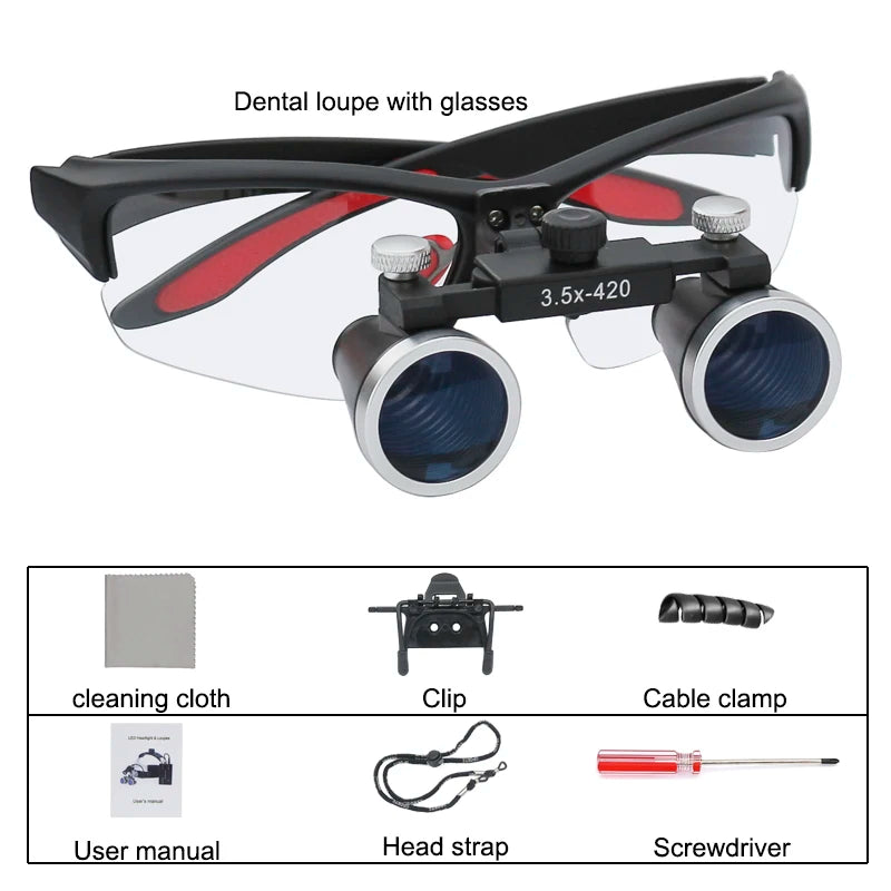 Dental Surgical Binocular Loupes – 2.5X/3.5X Ultra-Lightweight Optical Magnifier (320–420mm)