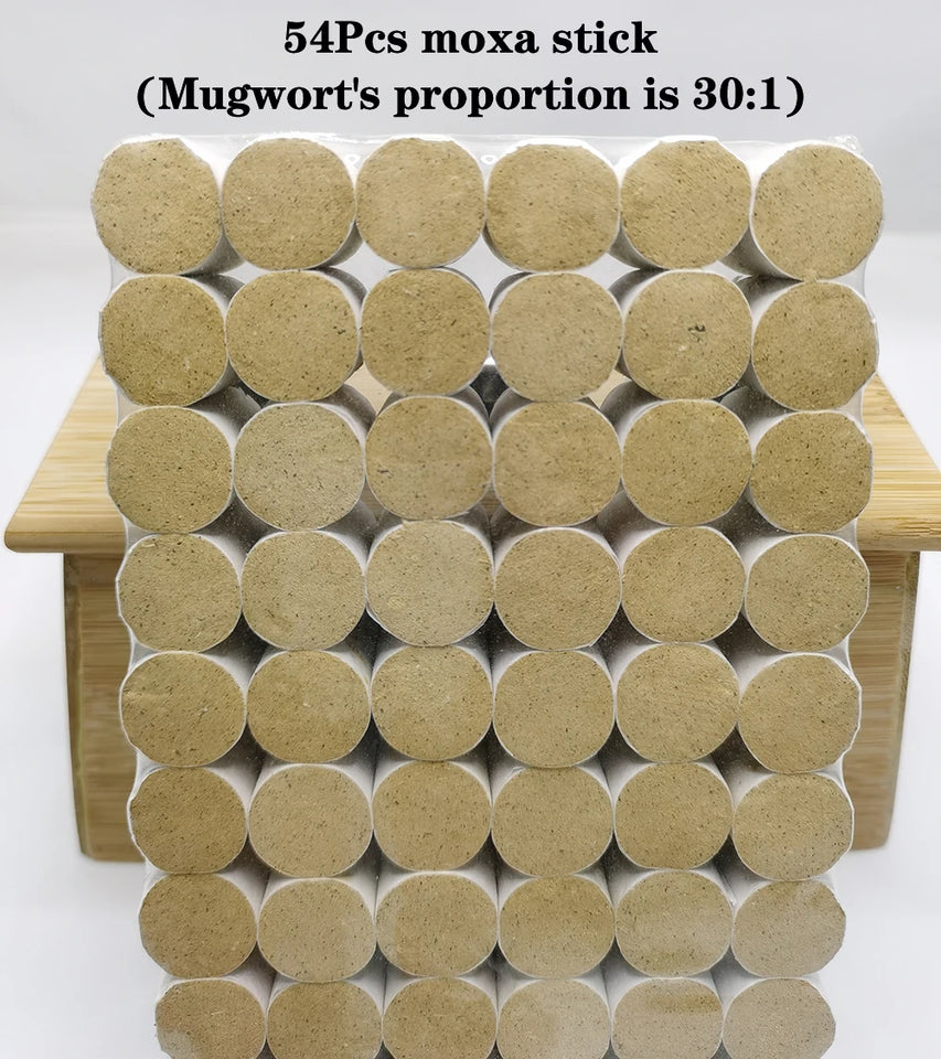 54Pcs Moxibustion Sticks Moxa Rolls Heating Acupunture Therapy Meridian Warm Massage Body Massager Wild Mugwort Argy Wormwood