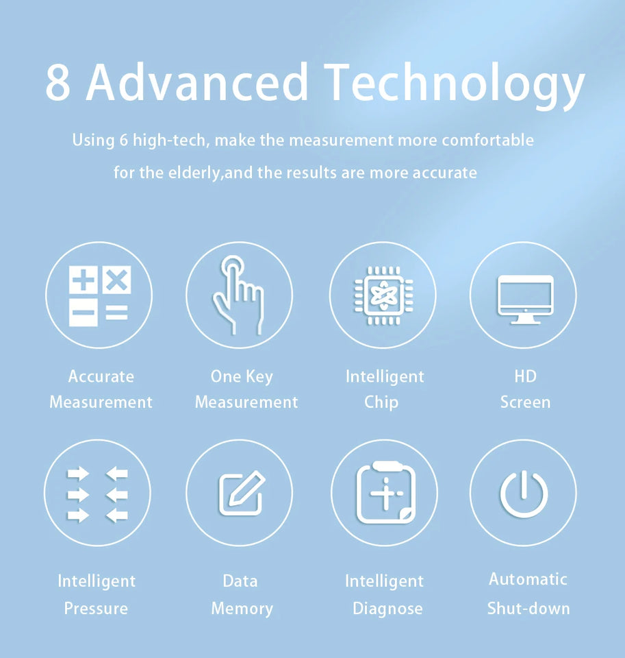 AICARE Automatic Upper Arm Blood Pressure Monitor – Digital BP Machine with Pulse Detection