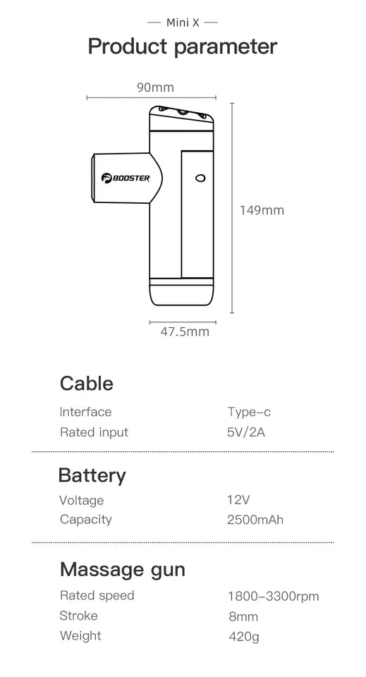 Booster Mini X Portable Massage Gun – Deep Tissue Percussion Massager