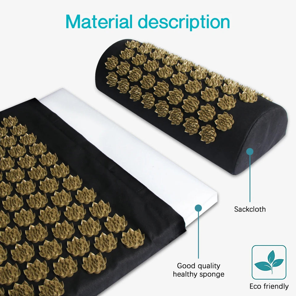 Shiatsu Acupressure Mat Spike Massage Pad Kuznetsov's Applicator Sport Fitness Cushion Pillow Massager Yoga Mat Pilates Exercise