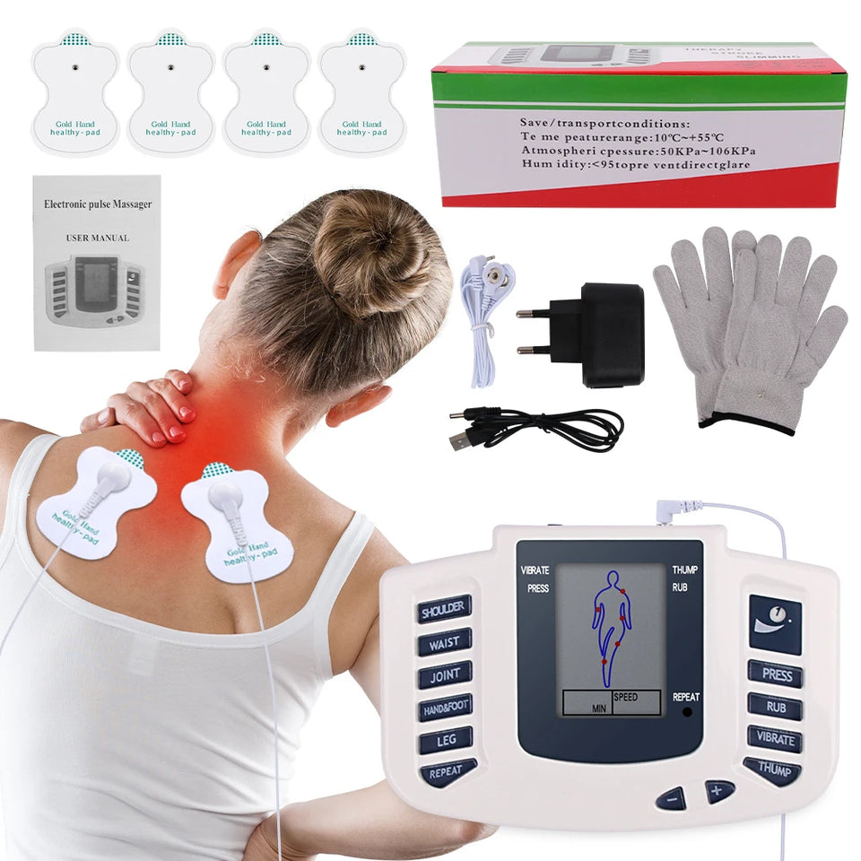 Full Body Tens Muscle Electrostimulator EMS Acupuncture Therapy Massage 16pads Digital Meridian Physiotherapy Apparatus Full Set