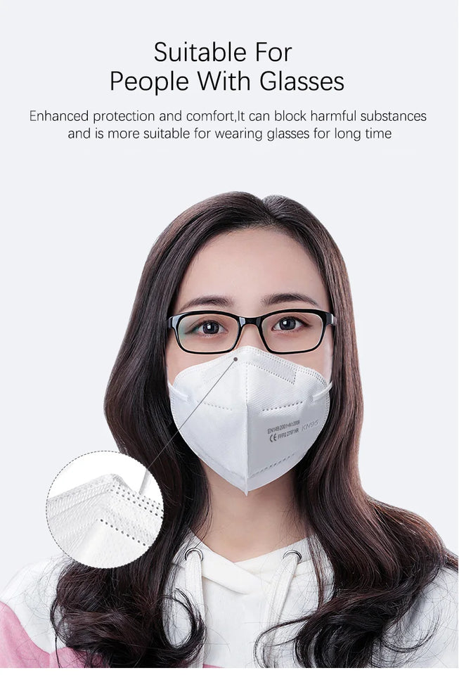 FFP2/KN95 Black Face Masks – 5-Layer CE Approved Respirator for Adults (10–200pcs)