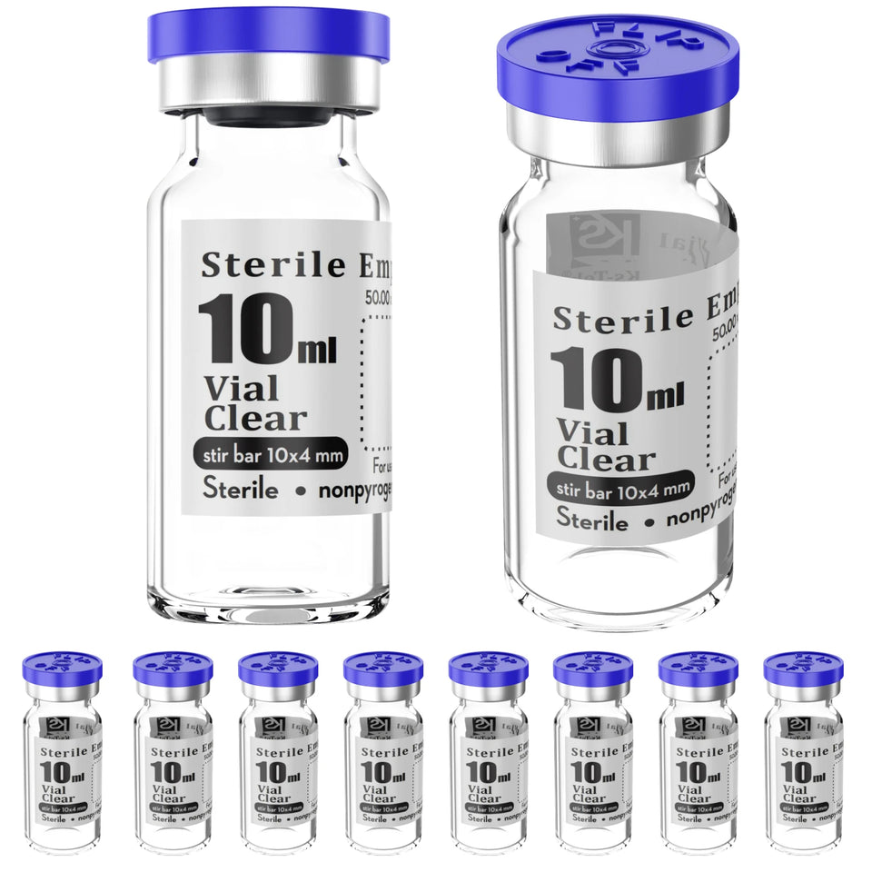 KS-TEK Sterile Empty Vials with Flip-Off Aluminum Cap & Self-Healing Injection Port – Sterile Pack