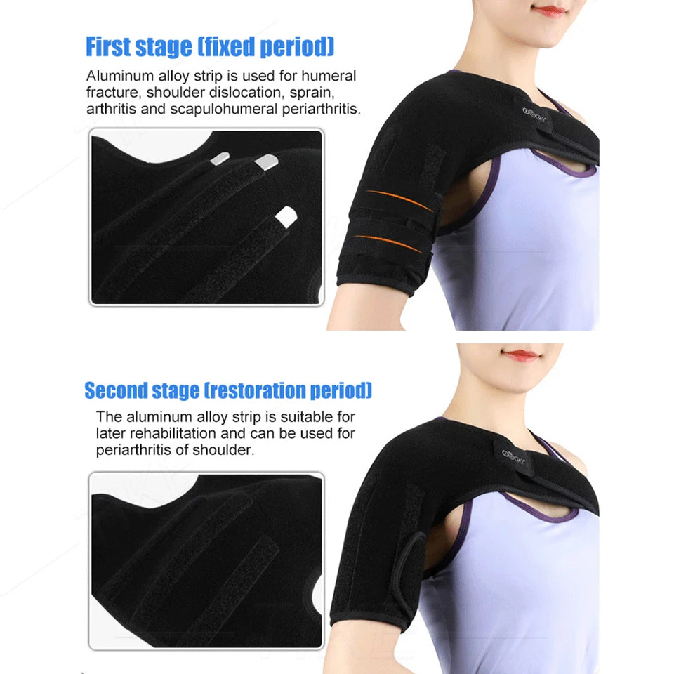 TIKE Adjustable Single Shoulder Support Brace – Black Stability Strap with Pads for Recovery & Injury Protection