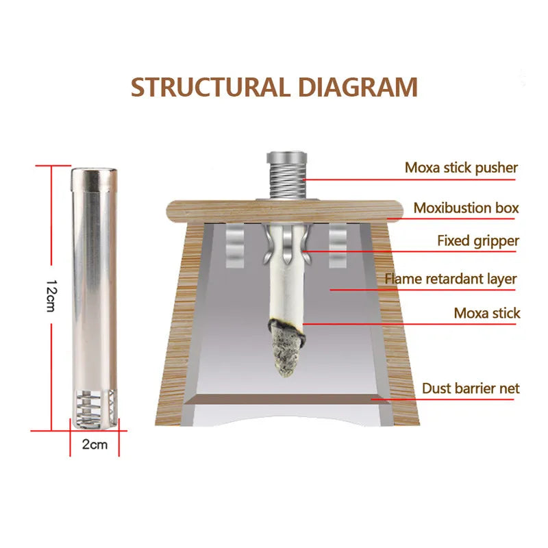 Natural Bamboo Moxibustion Box – Moxa Stick Burner for Acupuncture Massage & Pain Relief Therapy
