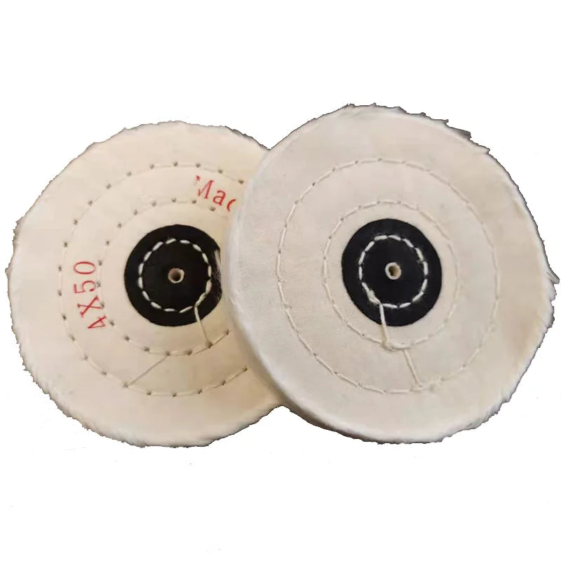 Dental Lab Polishing Buff Brush Wheel – Soft White Cotton, 100mm (4 Inch), 50-Ply Muslin for Dental Polishing
