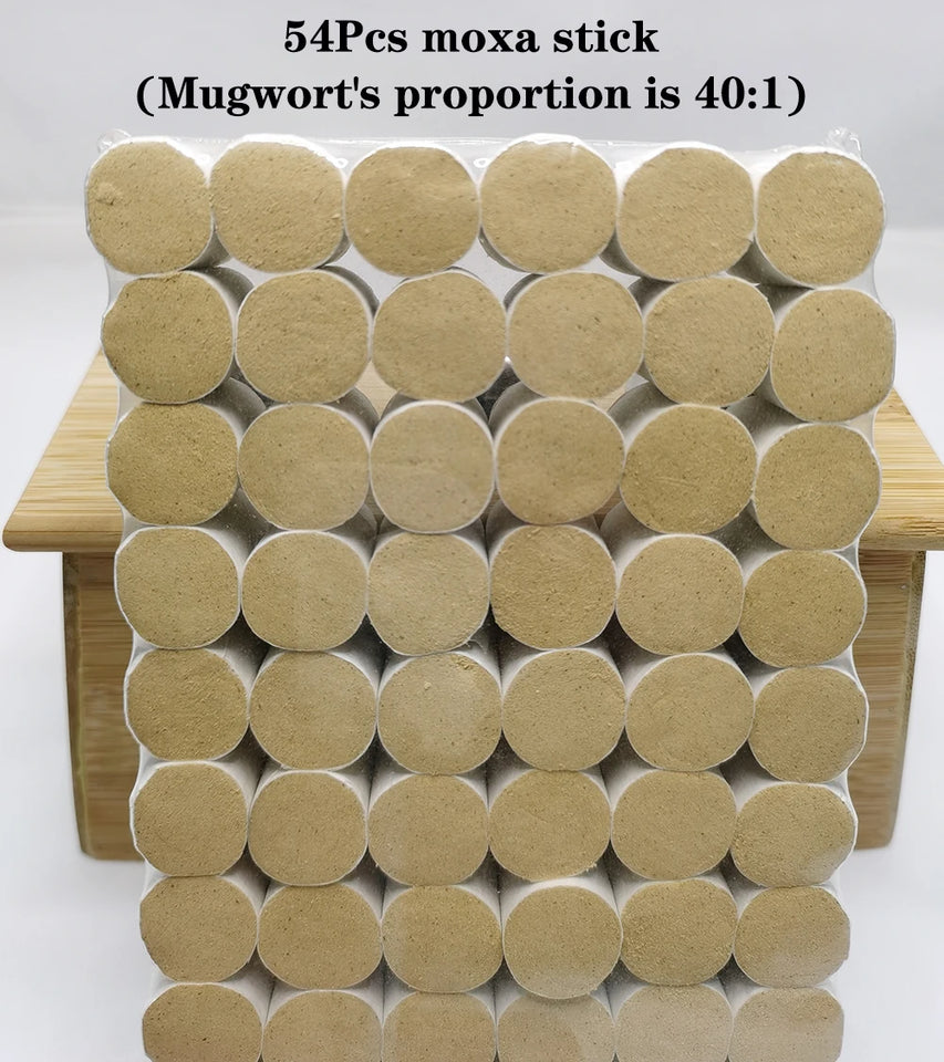 54Pcs Moxibustion Sticks Moxa Rolls Heating Acupunture Therapy Meridian Warm Massage Body Massager Wild Mugwort Argy Wormwood