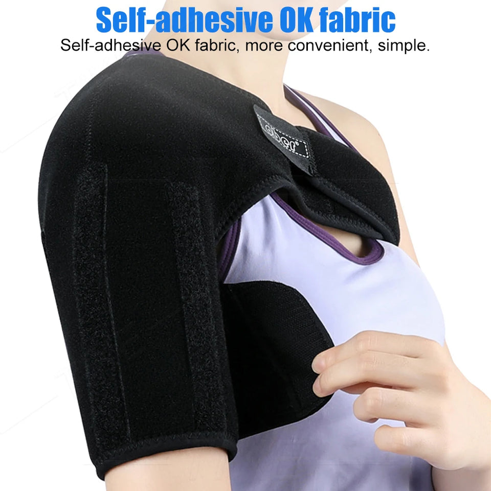 TIKE Adjustable Single Shoulder Support Brace – Black Stability Strap with Pads for Recovery & Injury Protection