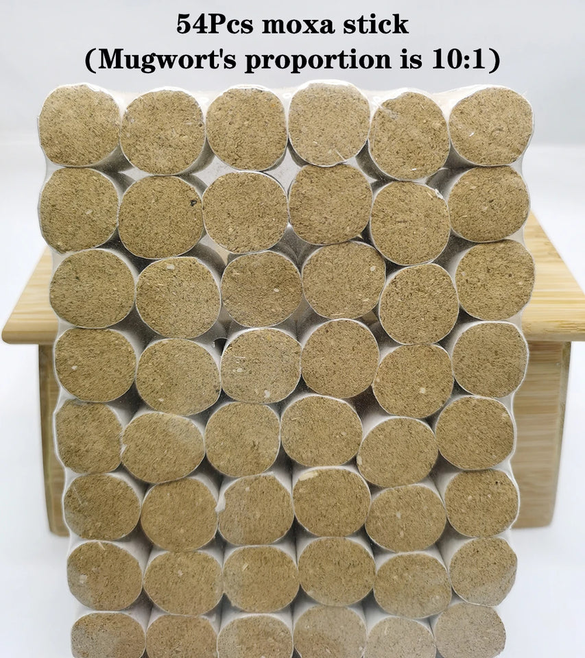 54Pcs Moxibustion Sticks Moxa Rolls Heating Acupunture Therapy Meridian Warm Massage Body Massager Wild Mugwort Argy Wormwood