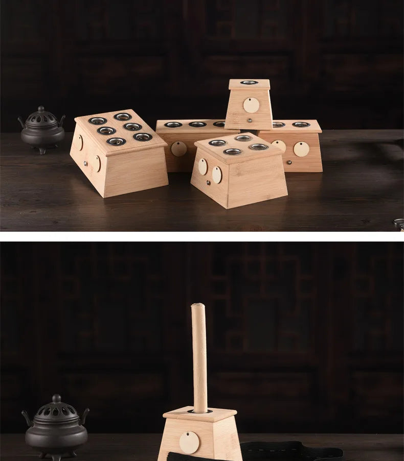 Moxibustion Box Nature Bamboo Burner Warm Acupuntura Massage Therapy Moxa Stick Body Acupoint Massager Health Care Relieve Pain