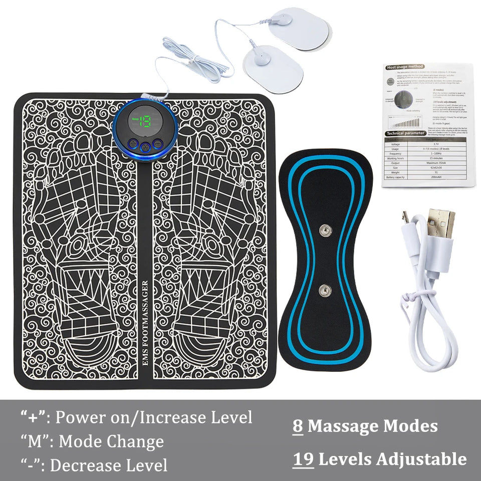 EMS Foot Massager Mat Electric TENS Feet Massager Pad Foldable Massage Mat Muscle Stimulation Fisioterapia Terapia Fisica Salud