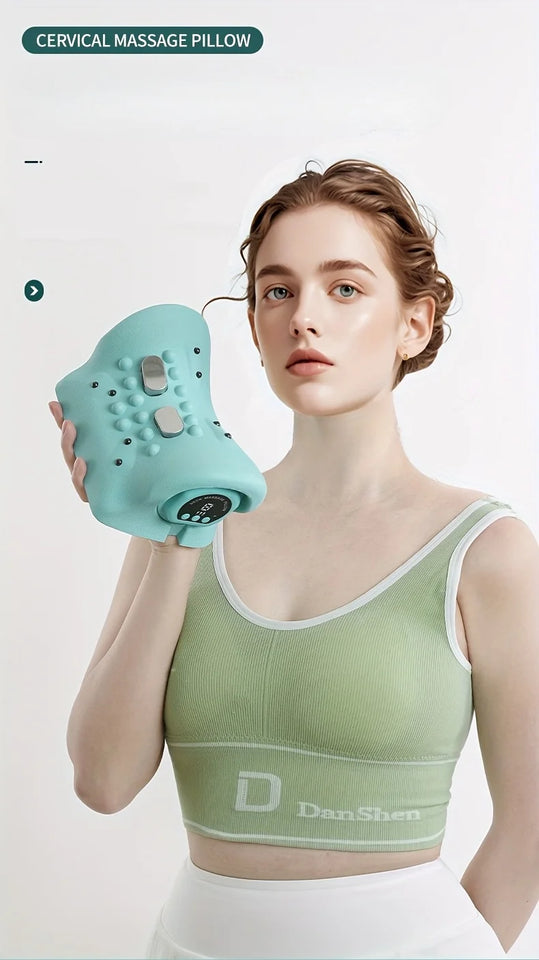 Multi Functional Vibration Massage Pillow Home Electric Neck Curvature Straightening Hot Compress Pulse Cervical Massage Pillow