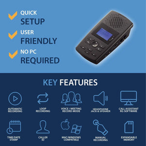 AR100/AR120 Automatic Landline Call Recorder – Analog, IP & Digital Lines with Standalone SD Storage