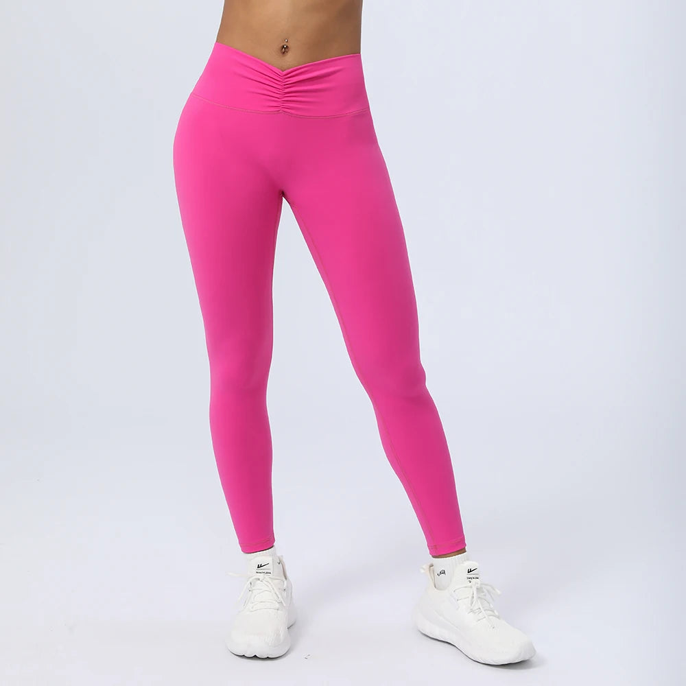 Women’s Seamless Fold-Over Fitness Leggings – Running & Yoga Pants with Butt-Lifting Design