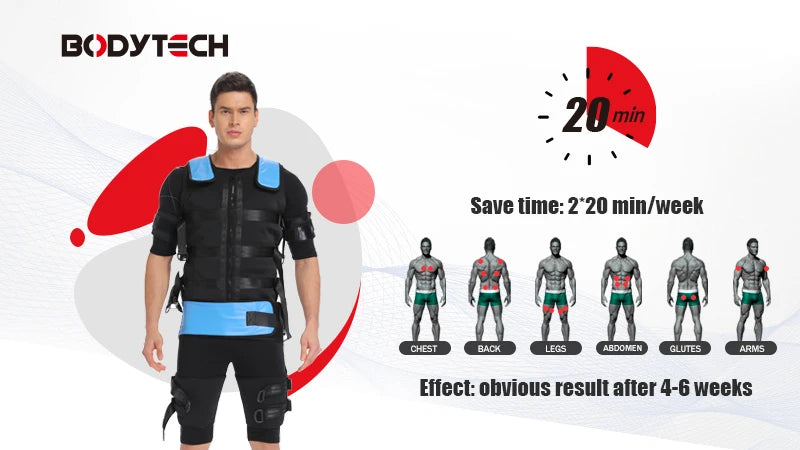 Wireless Smart EMS Fitness Suit – Removable Electro Muscle Stimulator for Back Pain Relief & Weight Loss