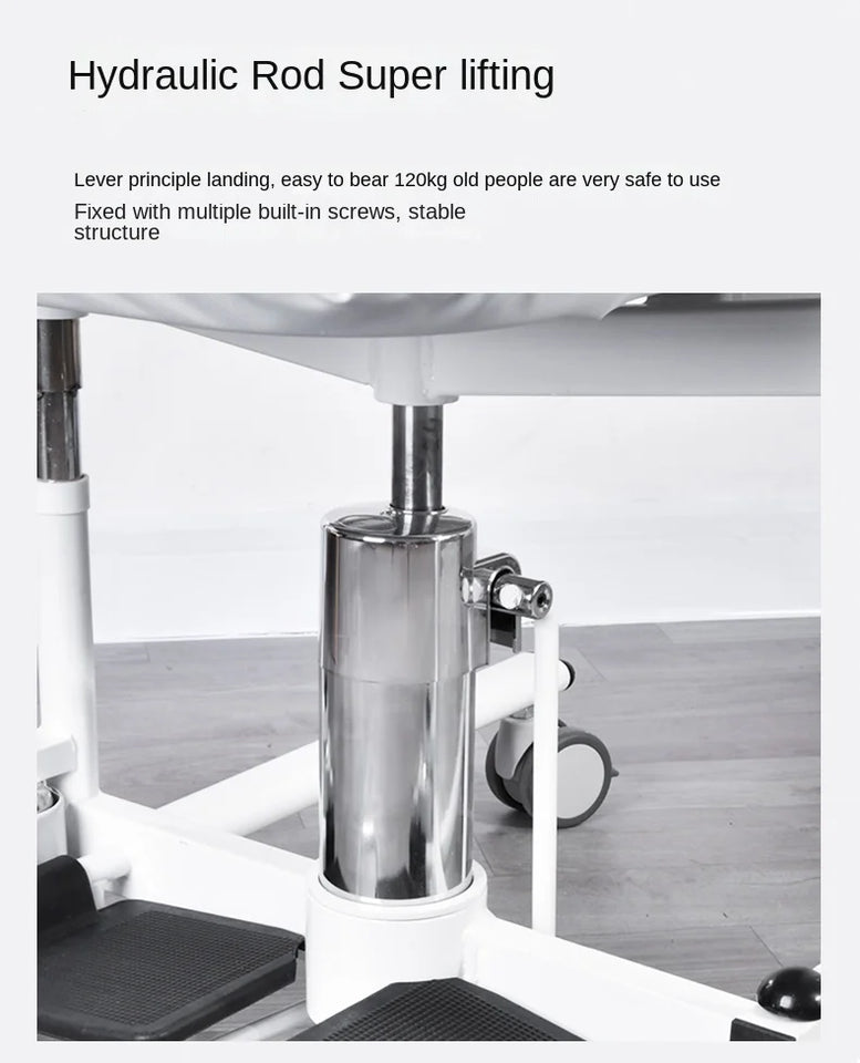 2-in-1 Bed Fold Chair with Hydraulic Lift – Paralyzed & Disabled Elderly Nursing Transfer Chair with Walker Support