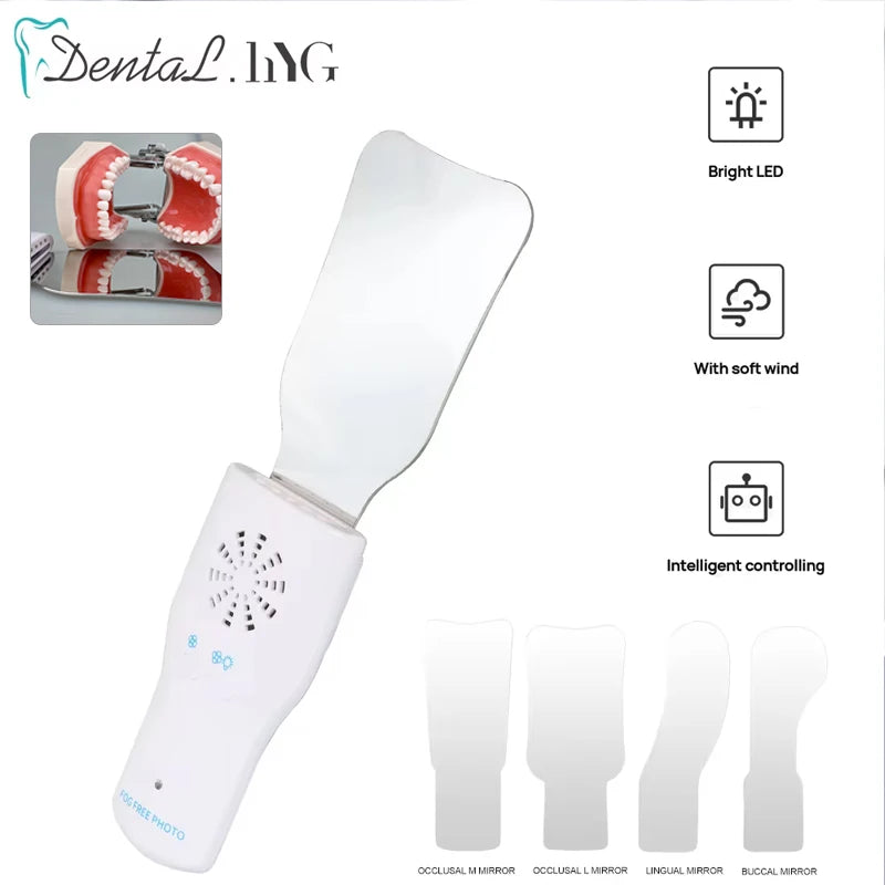 Dental Orthodontic LED Photo Mirror – Fog-Free Stainless Steel Oral Imaging Reflector