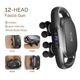 12-Head Fascia Massage Gun – High-Frequency Deep Tissue Muscle Massager