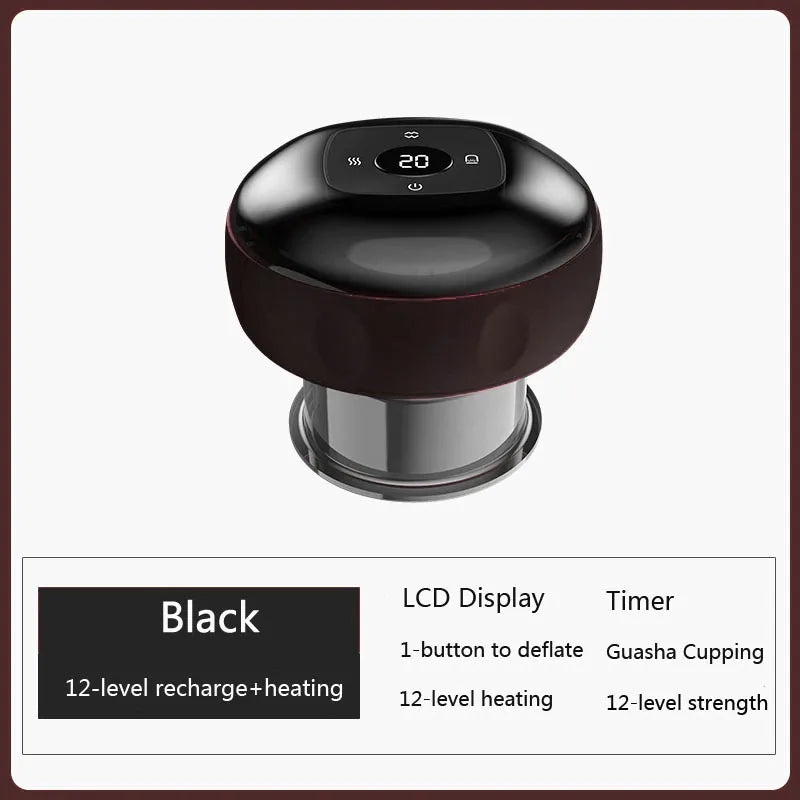 Smart Electric Vacuum Cupping Massager – Heating Suction Cup Device for Body, Back, Neck & Arms