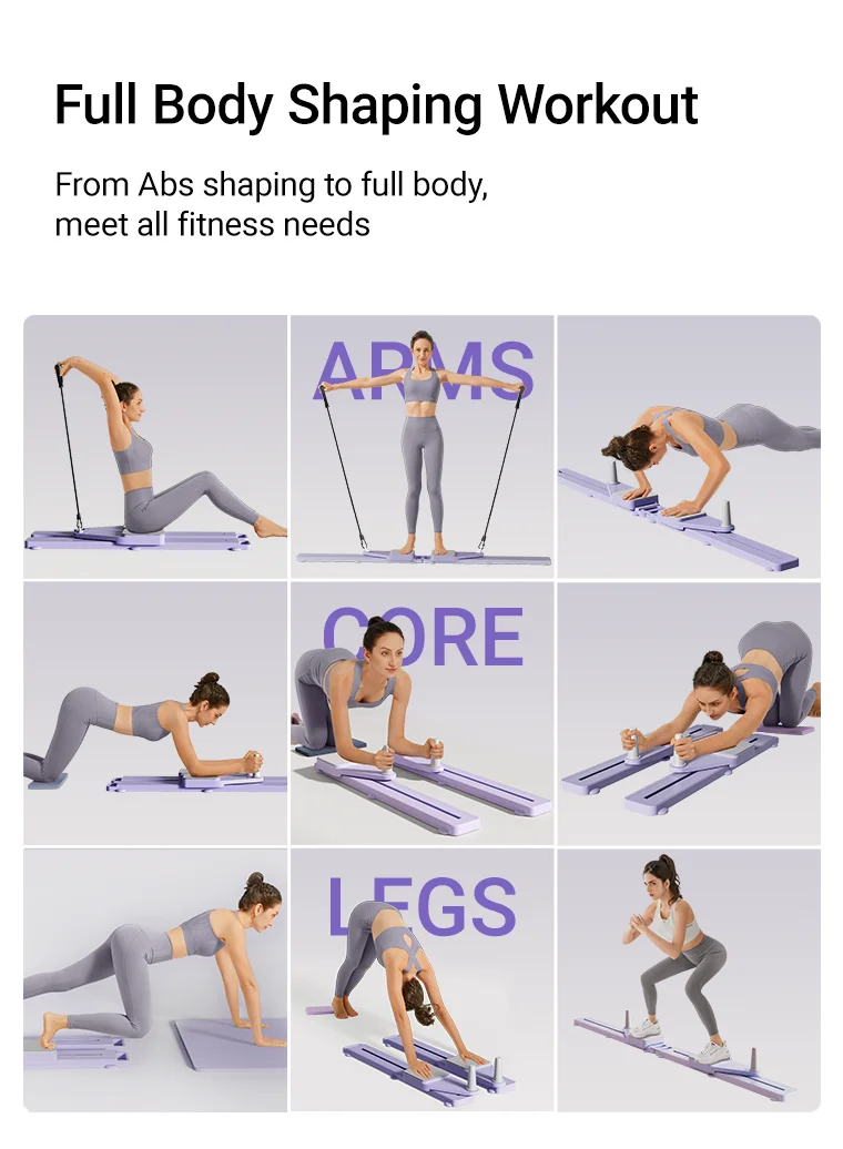 2-in-1 Abs & Ski Board – Portable Core and Leg Trainer Pilates Reformer for Home Gym