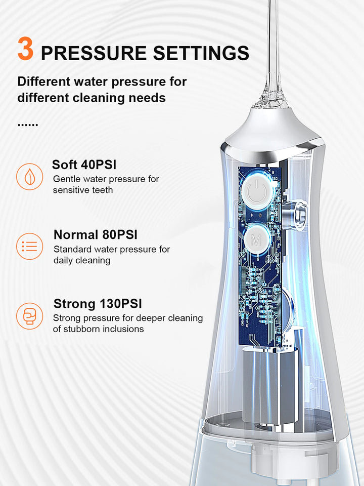 Cordless Portable Water Dental Flosser – Rechargeable Oral Irrigator with 260ML Tank, 4 Modes & 4 Replaceable Nozzles