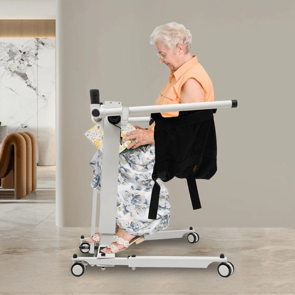 Electric Adjustable Patient Lift Transfer Chair – Foldable Handicap Shower & Commode Toilet Seat for Elderly Home Care