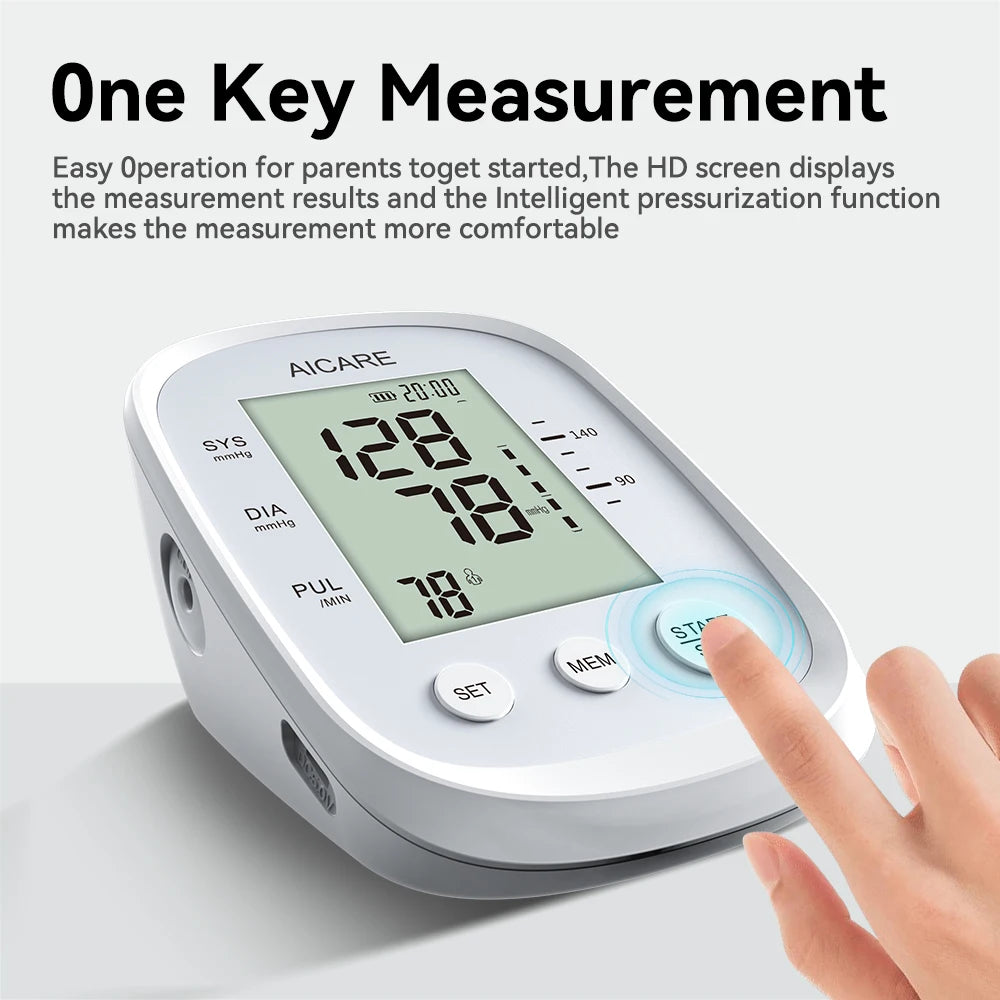 Aicare Digital Upper Arm Blood Pressure Monitor – Automatic BP & Pulse Rate Tracker with Large Adjustable Cuff