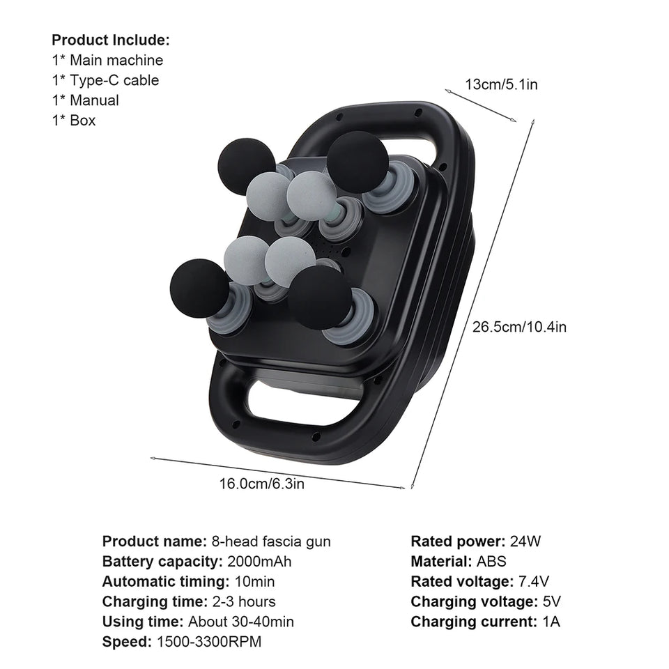 42-Head Fascia Massage Gun – High-Frequency Muscle Massager for Back, Neck, Shoulder & Waist Relief