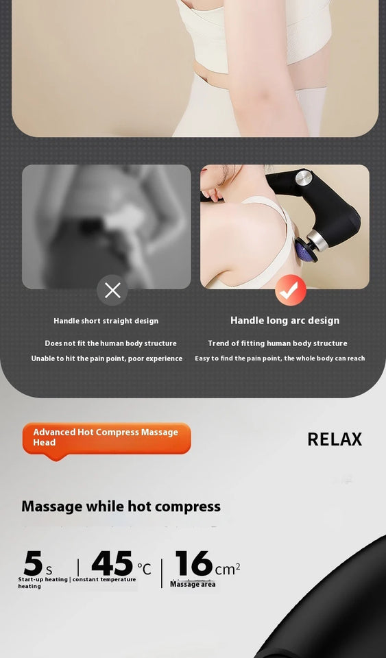 Fascia Massage Gun with Hot & Cold Heads – Adjustable Percussion Muscle Massager