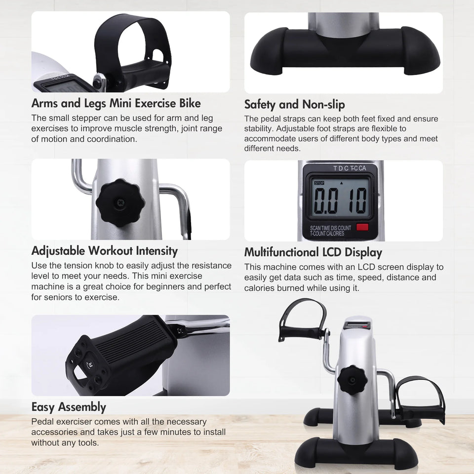 Mini Portable Pedal Exercise Bike – Under Desk Fitness Cycling Trainer with LCD Display