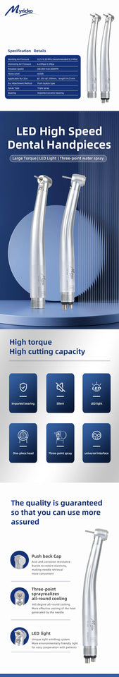 High-Speed LED Dental Handpiece – Straight Turbine Drill with Electric Motor for Dentistry