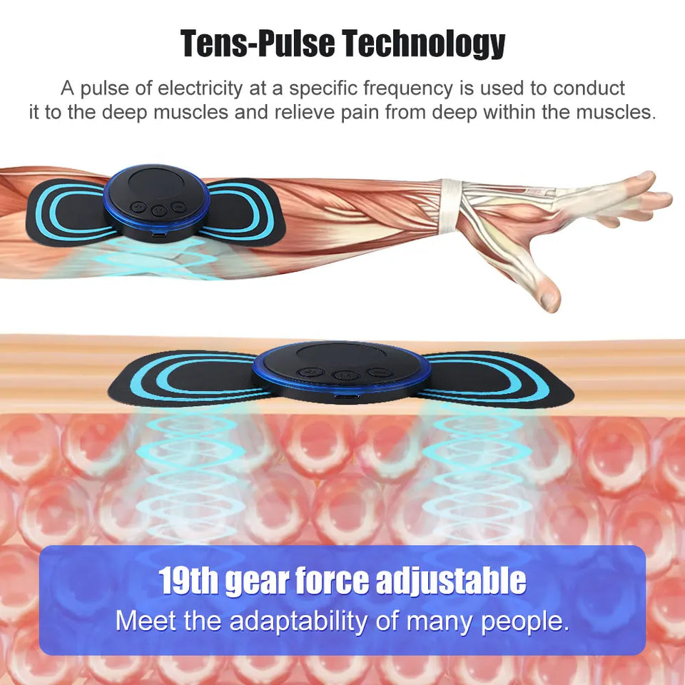 EMS Pulse Neck Massager Sticker Tens Cervical Massageador Back Masajeador Patch Muscle Stimulator Pain Relief Gel Pads Stretcher
