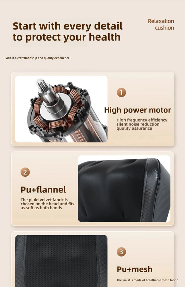 JAIYORL Shiatsu Neck Massage Pillow Electric Cushion Back Massager Deep with Heat Tissue Kneading for Shoulder Relax Muscles