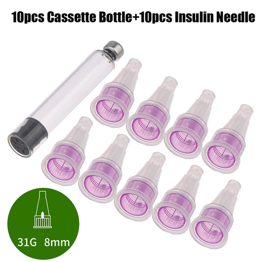 20PCS (10+10) 3ml Insulin Cartridges & 8mm Medical Needles – For Lilly Injection Pens, Individually Packaged