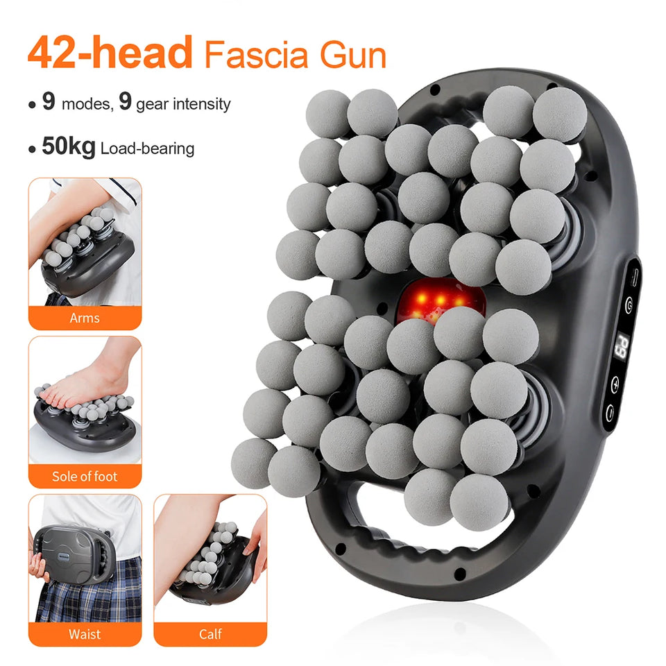 42-Head Fascia Massage Gun – High-Frequency Muscle Massager for Back, Neck, Shoulder & Waist Relief