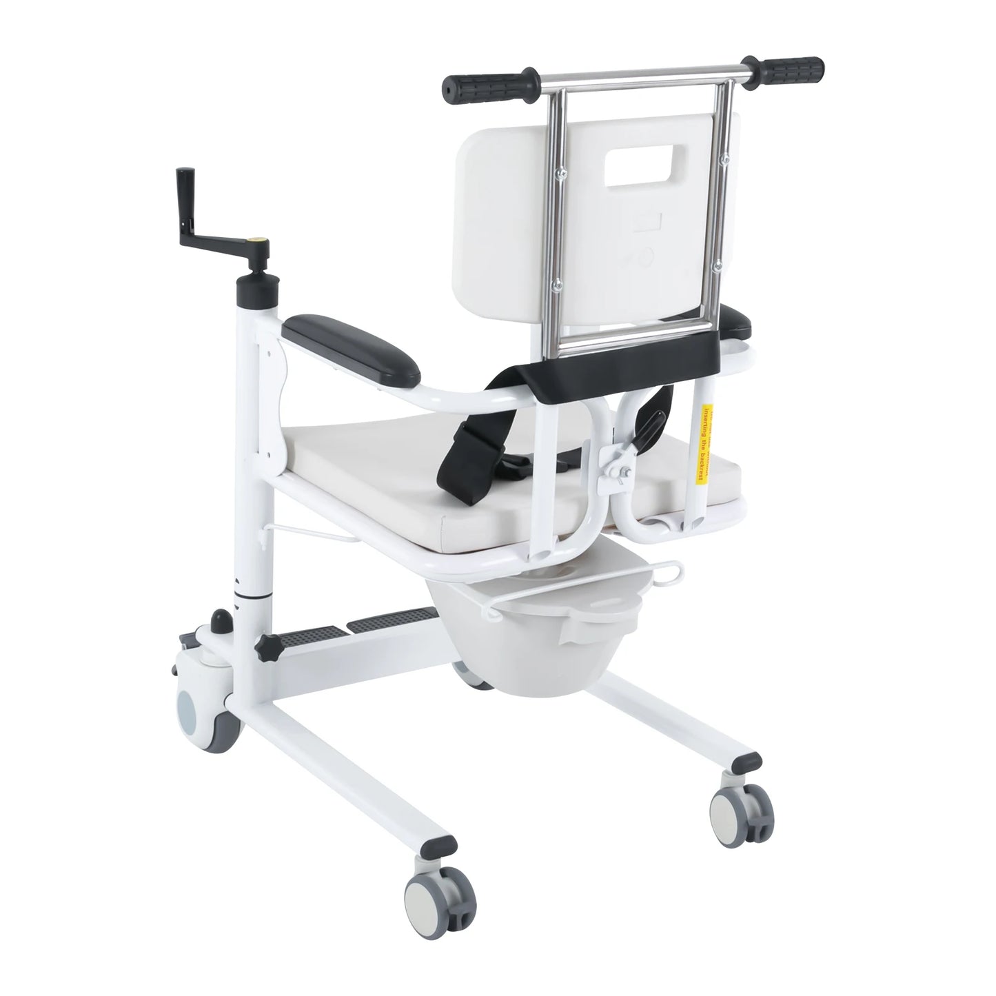 Heavy Duty Lift Transfer Chair – 264 lbs Capacity, 4 Silent Braked Wheels, Shower Commode Wheelchair for Elderly & Disabled