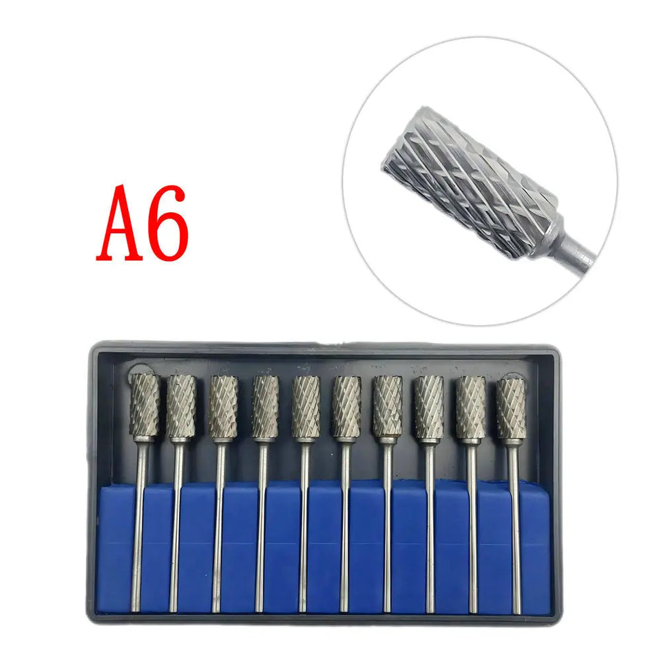 10PCS Assorted Tungsten Steel Dental Polisher Burs – 2.35MM Low-Speed Handpiece Drill Bits for Dental Lab