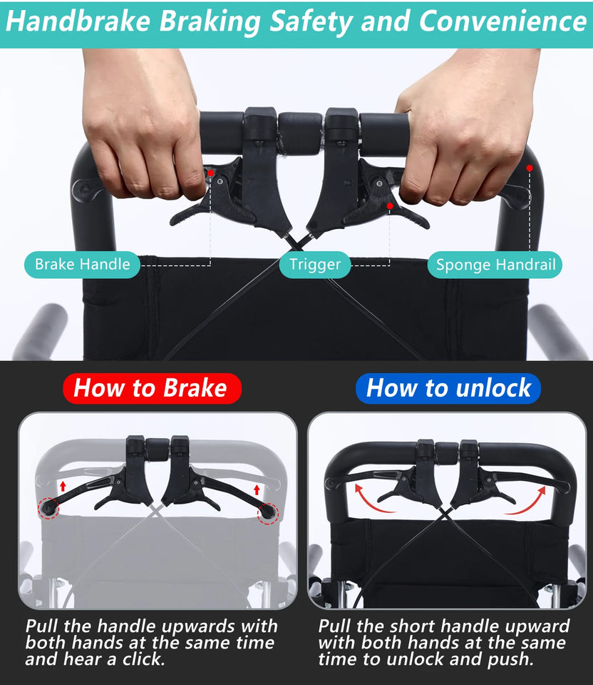 Ultralight Folding Manual Wheelchair – Durable Airline-Approved Transportation Chair for Easy Travel