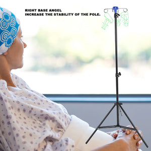 Portable Adjustable IV Pole Stand – Foldable Aluminum Alloy Drip Bag Holder with 4 Hooks & 3 Legs