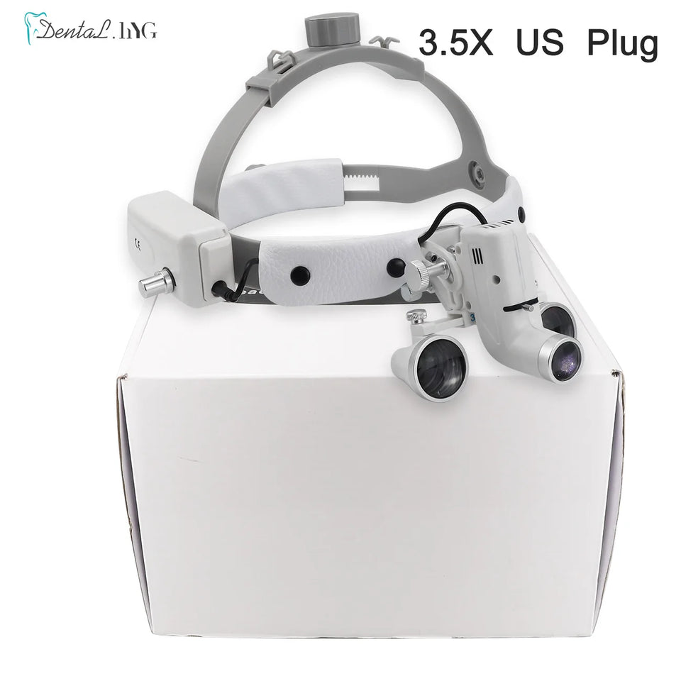 Dental Surgical Loupes with LED Headlight – 2.5X/3.5X Binocular Magnifier with Adjustable 5W Lamp