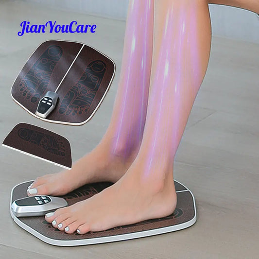 JianYouCare EMS Foot Massager Pad – USB Rechargeable Muscle Stimulator with Remote Control for Blood Circulation & Acupoint Massage