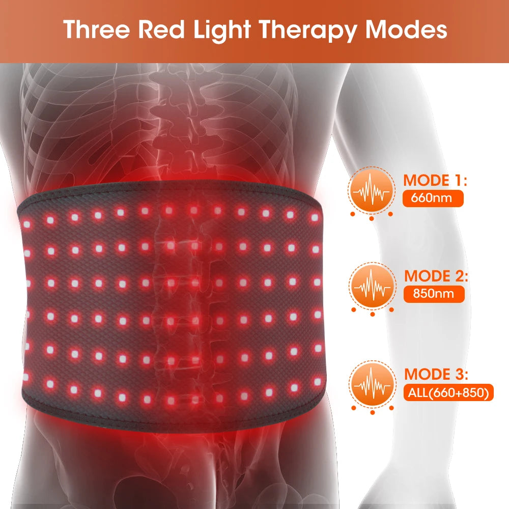 LED Red Light Therapy Waist Belt – 120 LEDs with 660nm & 850nm Near Infrared for Pain Relief & Muscle Recovery