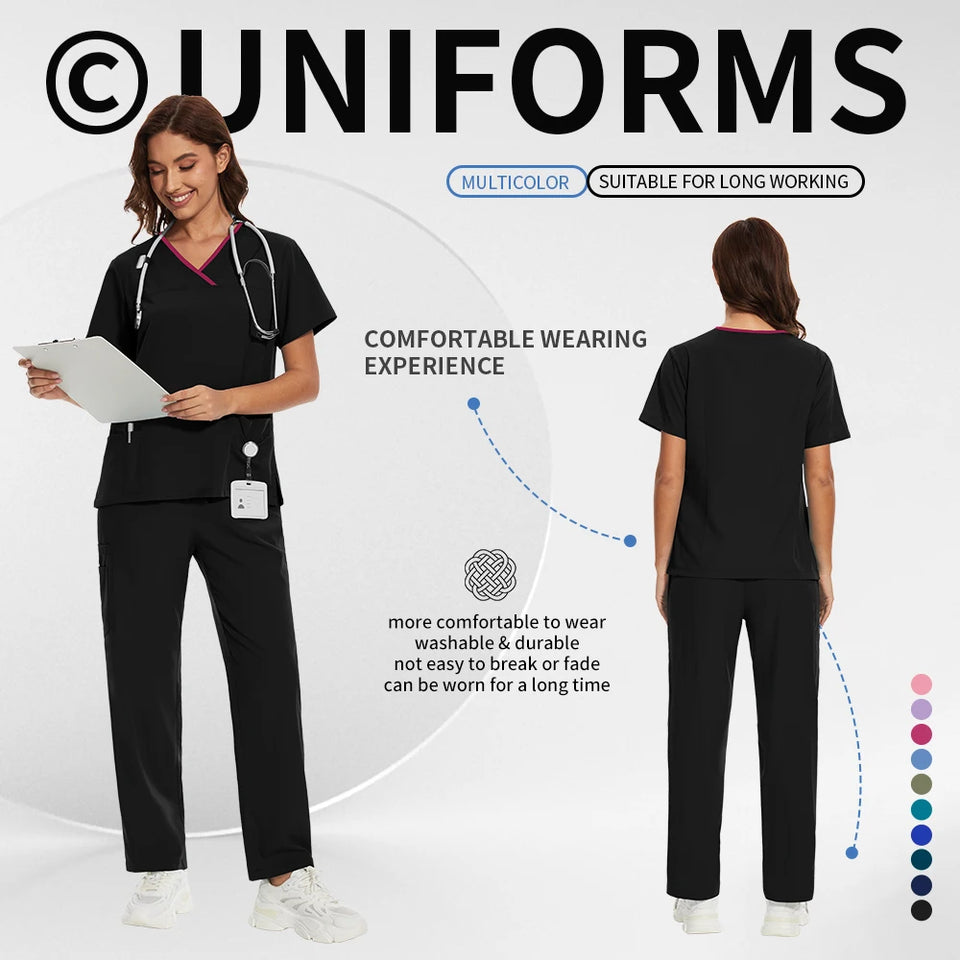 Women’s Medical Nurse Scrubs Set – Unisex Hospital, Clinic, Surgical & Spa Uniforms for Healthcare Professionals