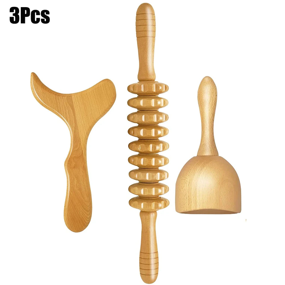 Wood Therapy Body Sculpting Tools – Lymphatic Drainage & Anti-Cellulite Massager Set