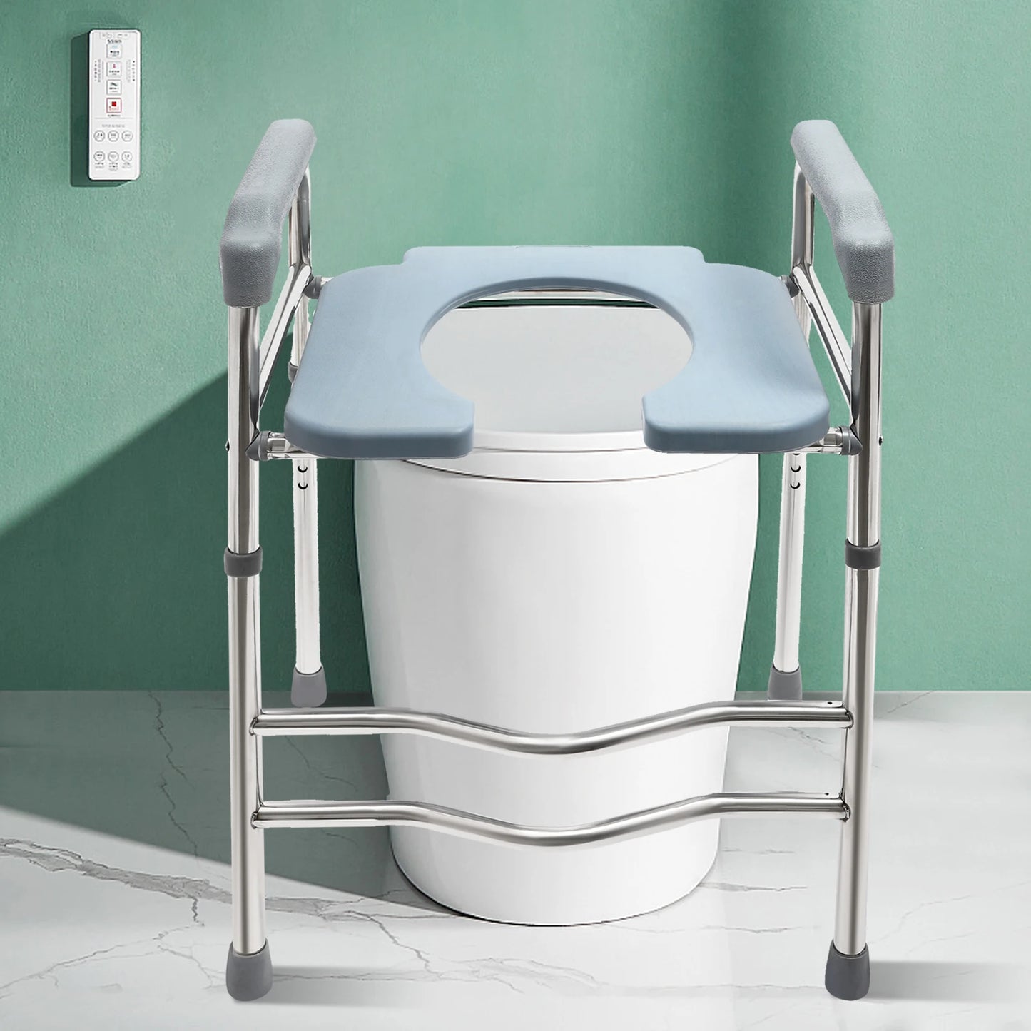 Adjustable Raised Toilet Seat with Handles – Height-Boosting Toilet Riser for Elderly, Pregnant Women & Disabled
