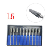 10PCS Assorted Tungsten Steel Dental Polisher Burs – 2.35MM Low-Speed Handpiece Drill Bits for Dental Lab
